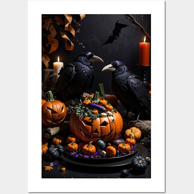 Vegan Halloween with Ravens Wall Art by susannefloe